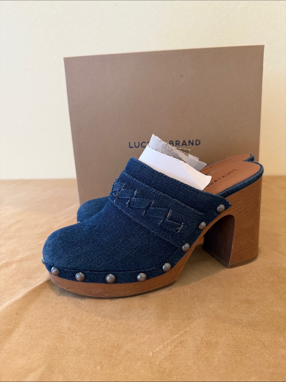 Lucky Brand Dark Denim Braided Clog Heels - Picture 3 of 4